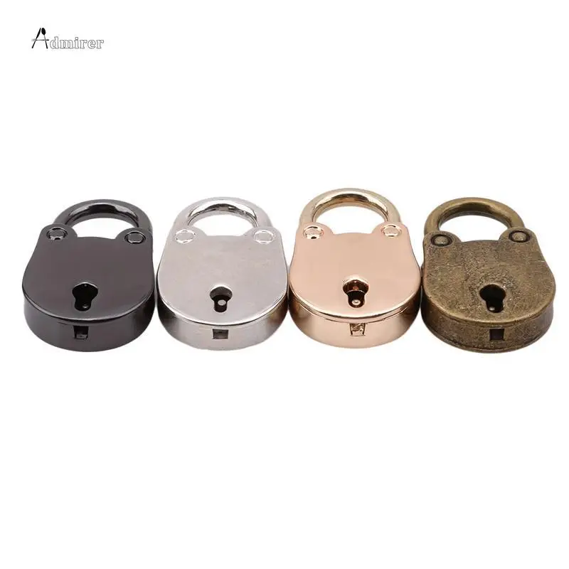 Metal Old Vintage Style Mini Padlock Small Luggage Box Key Lock Copper Color Home Usage Hardware Decoration