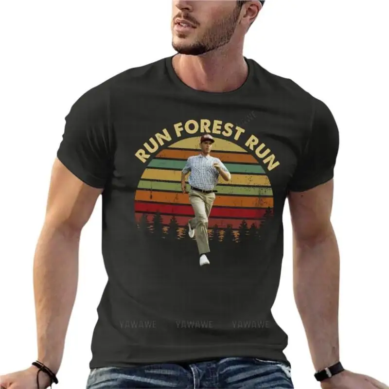 Run Forest Run Vintage Forrest Gump Oversized Tshirt Branded Men\'S Clothes Short Sleeve Streetwear Large Size Tops Tee