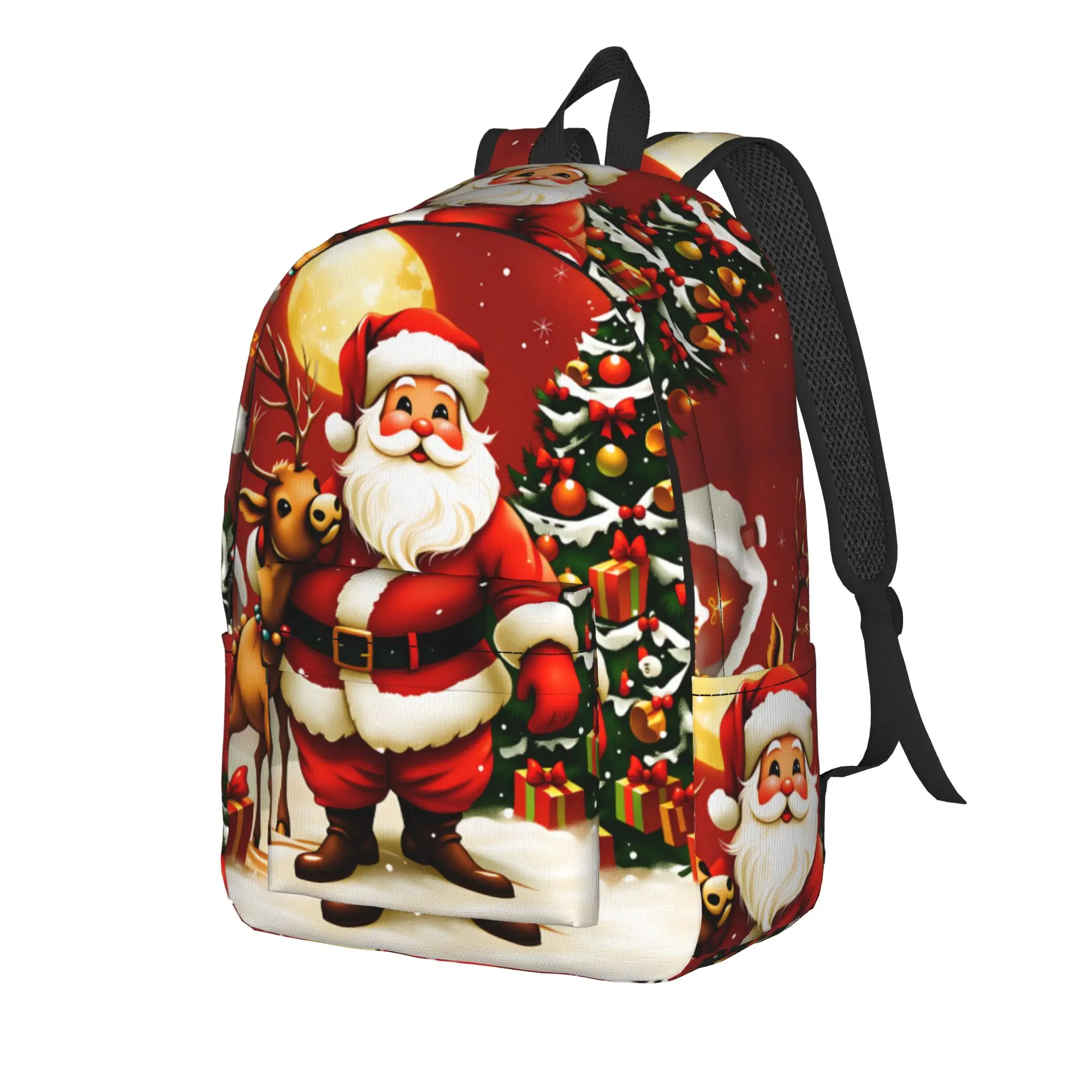 Christmas Santa Snowman Backpack  Teen Polyester Travel Backpacks Soft Streetwear School Bags Rucksack