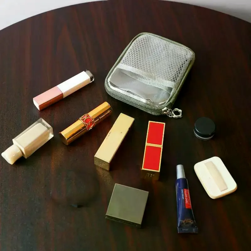 Portable Transparent Lipstick Cosmetic Pouch Touch Up Organizer For Travel Bluetooth Headphone Cable Storage Bag