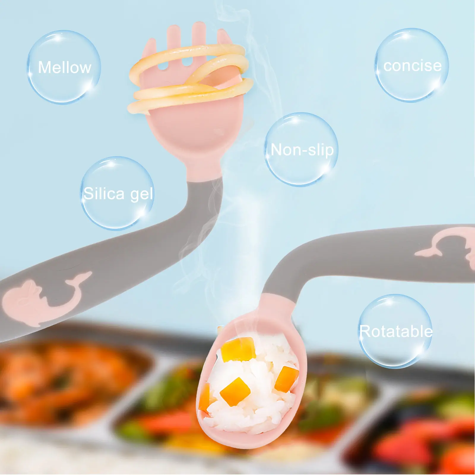 

1 set 1 Set Baby Fork Spoon Set Food Grade Safe Cutlery For Feeding Training Utensils Kids Weaning Eating Tools