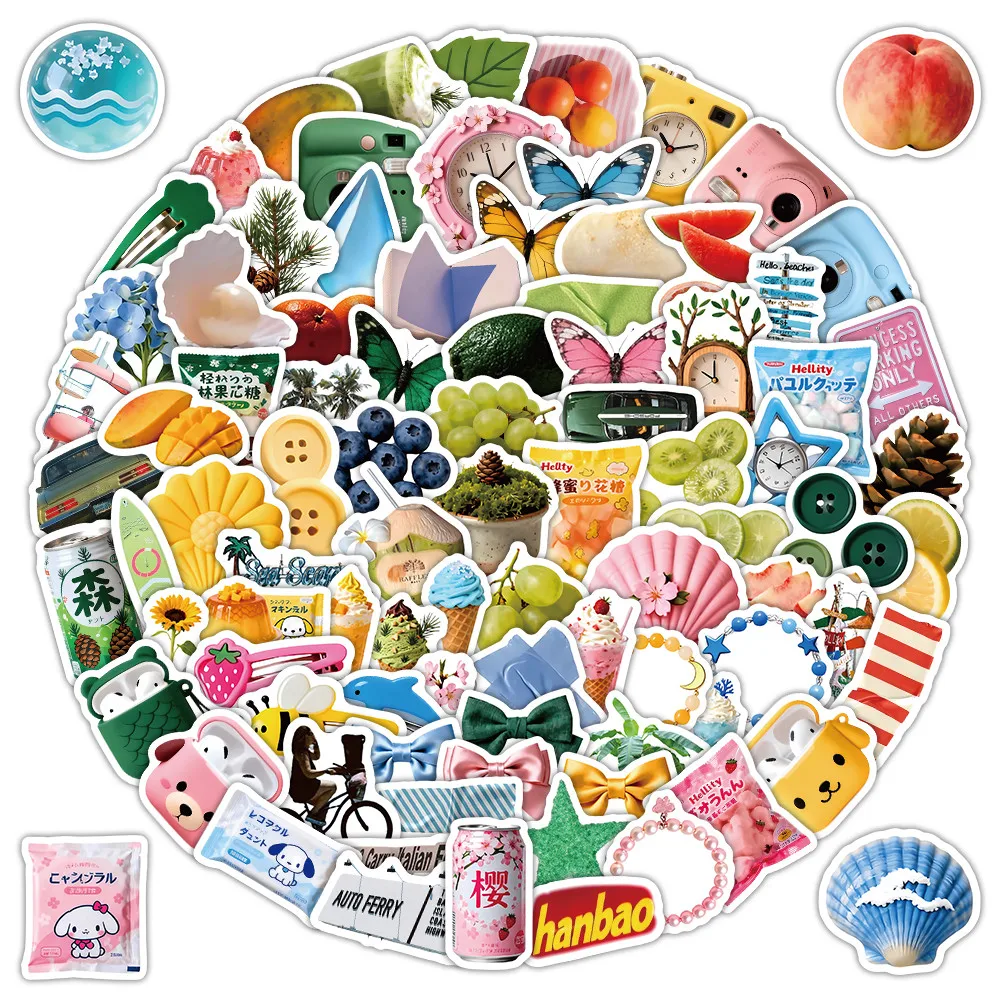 102Pcs Summer Themed Decorative Stickers for Scrapbooking & Journaling Golden Memory Stickers Store