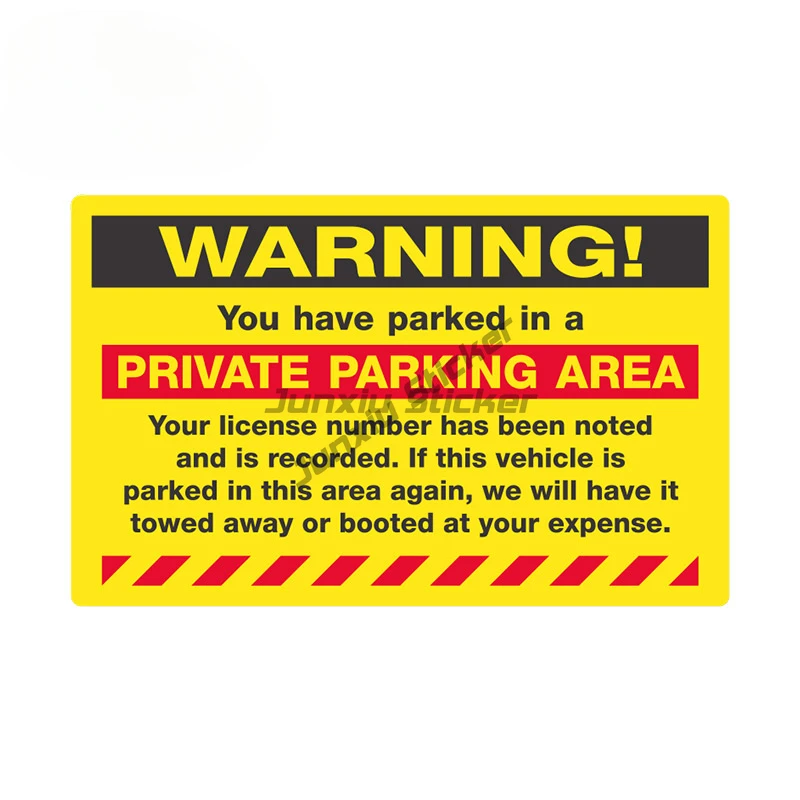 Final Warning Violation Infraccion No Parking Area Sign Yellow Car Sticker Creative Decal Bumper Van Decoration