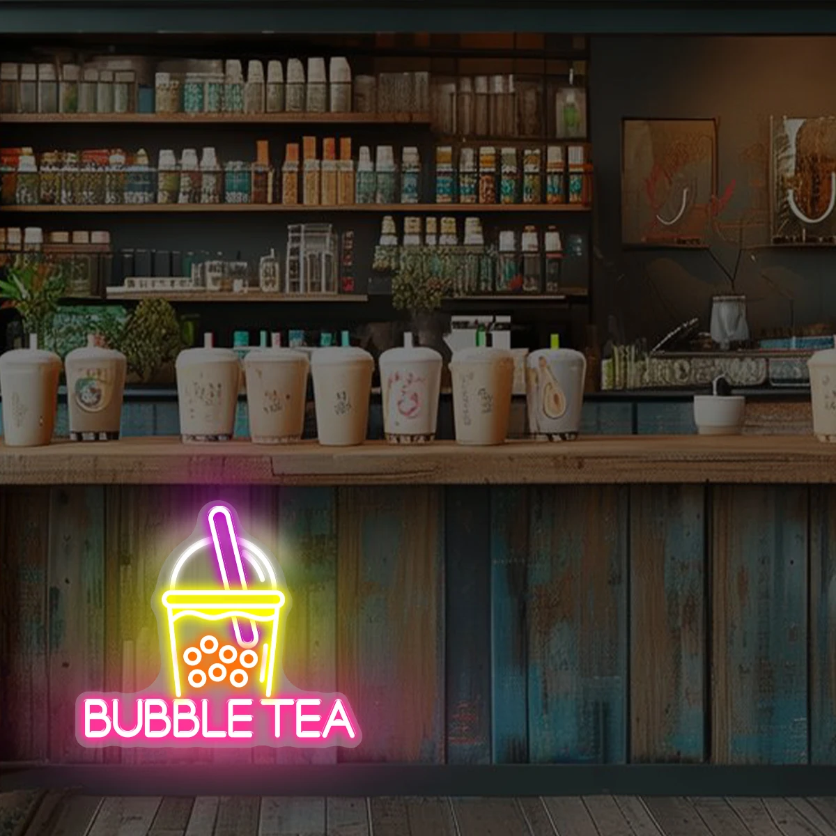 Bubble Tea Neon Sign, Dimmable Acrylic Milk Tea, Led Neon Light Up Sign, Boba Tea Clicks Shop Display, Wall Decor Lamp