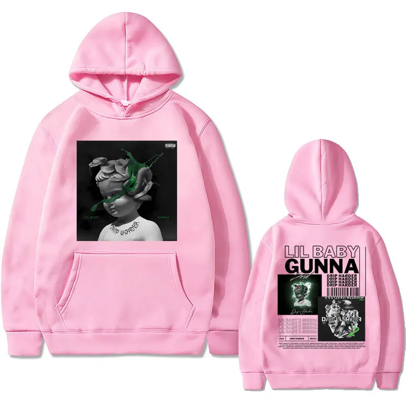 Rapper Lil Baby Gunna Drip Harder Music Album Graphics Hoodie Male Hip Hop Oversized Sweatshirt Streetwear Men\'s Vintage Hoodies