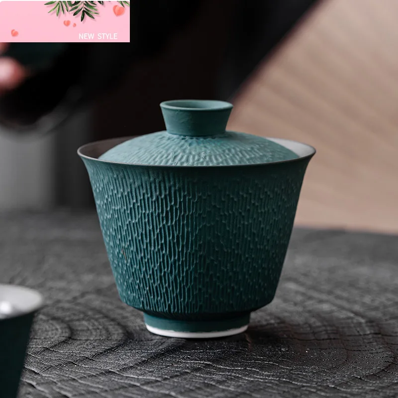 

Jumping Knife Pattern Porcelain Gaiwan Set For Tea Tureen Teaware Cup Chinese Green Tea Bowls Chawan Tea Ceremony Lily Deng