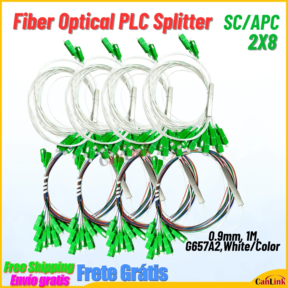 

1/5/10 шт. оптоволоконный разветвитель SM цвет белый SC/APC PLC 2X8 0,9 мм FTTH G657A1 LSZH 1M FTTH оптоволоконный разветвитель