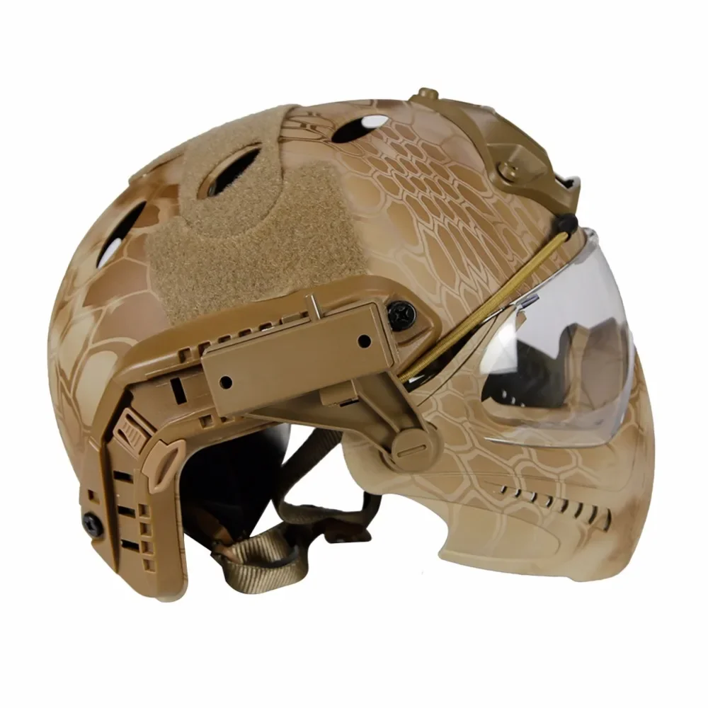 WoSporT Tactical Helmet with Mask Airsoft Paintball Overall Helmet CS Military WarGame Motorcycle Cycling Hunting Fast Helmet