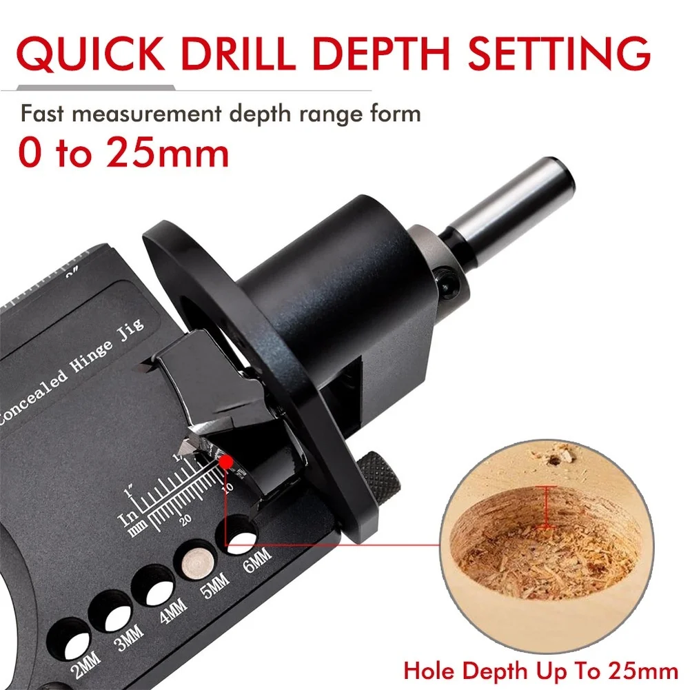 Aluminum Alloy Hinge Drilling Jig 35mm Concealed Hinge Positioning Tool For Cabinet Door Woodworking Board Thickness Up To 30mm