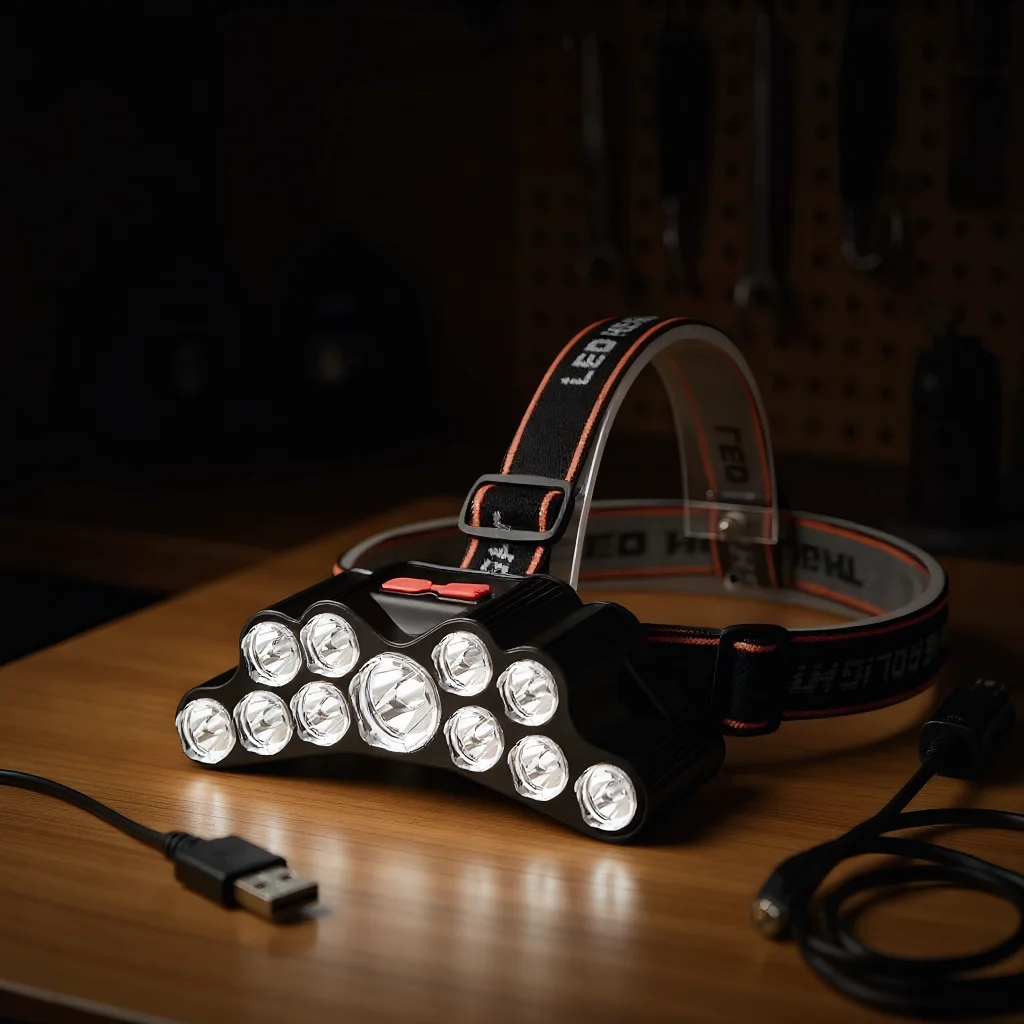 

11 светодиодных налобных фонарей — перезаряжаемый через USB сильный свет с батареей 18650 для наружного использования