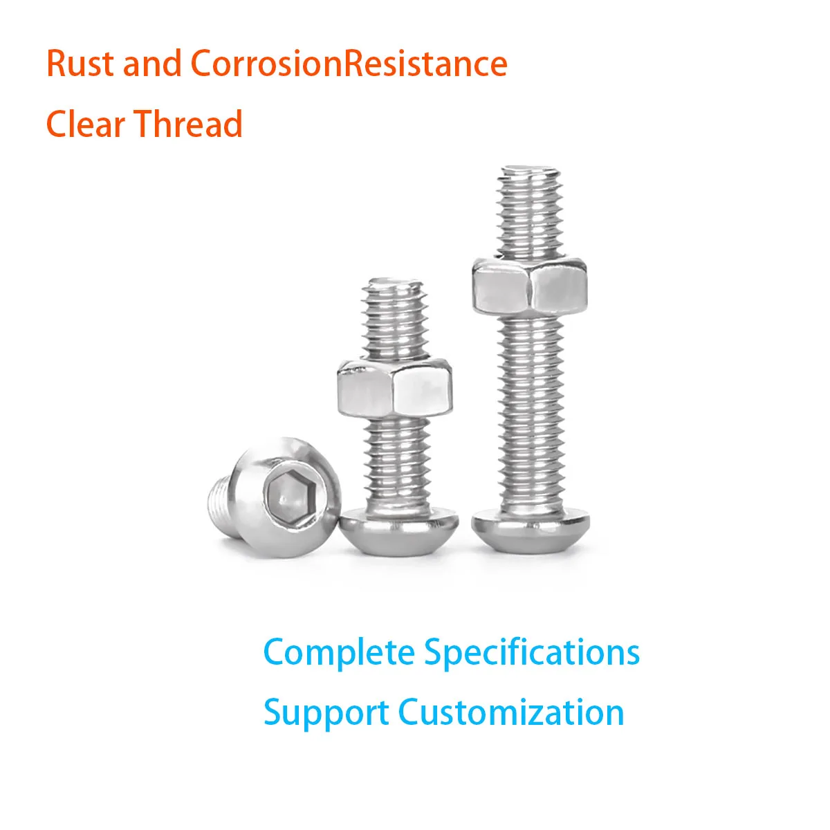 304 Stainless Steel Hex Nut Kit with A Diameter of 2/2.5/3/4/5/6/8/10/12mm