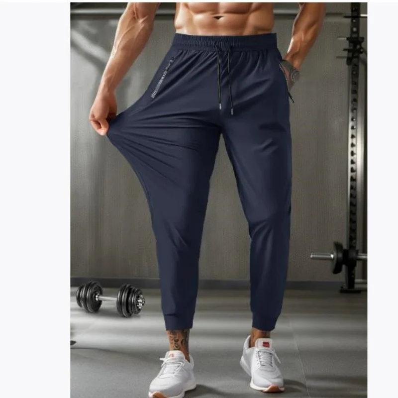 Summer Nylon Pants Men's Thin Breathable Plus Size XXXL Casual Stretch Sports Pants Quick-drying Trousers Black Grey