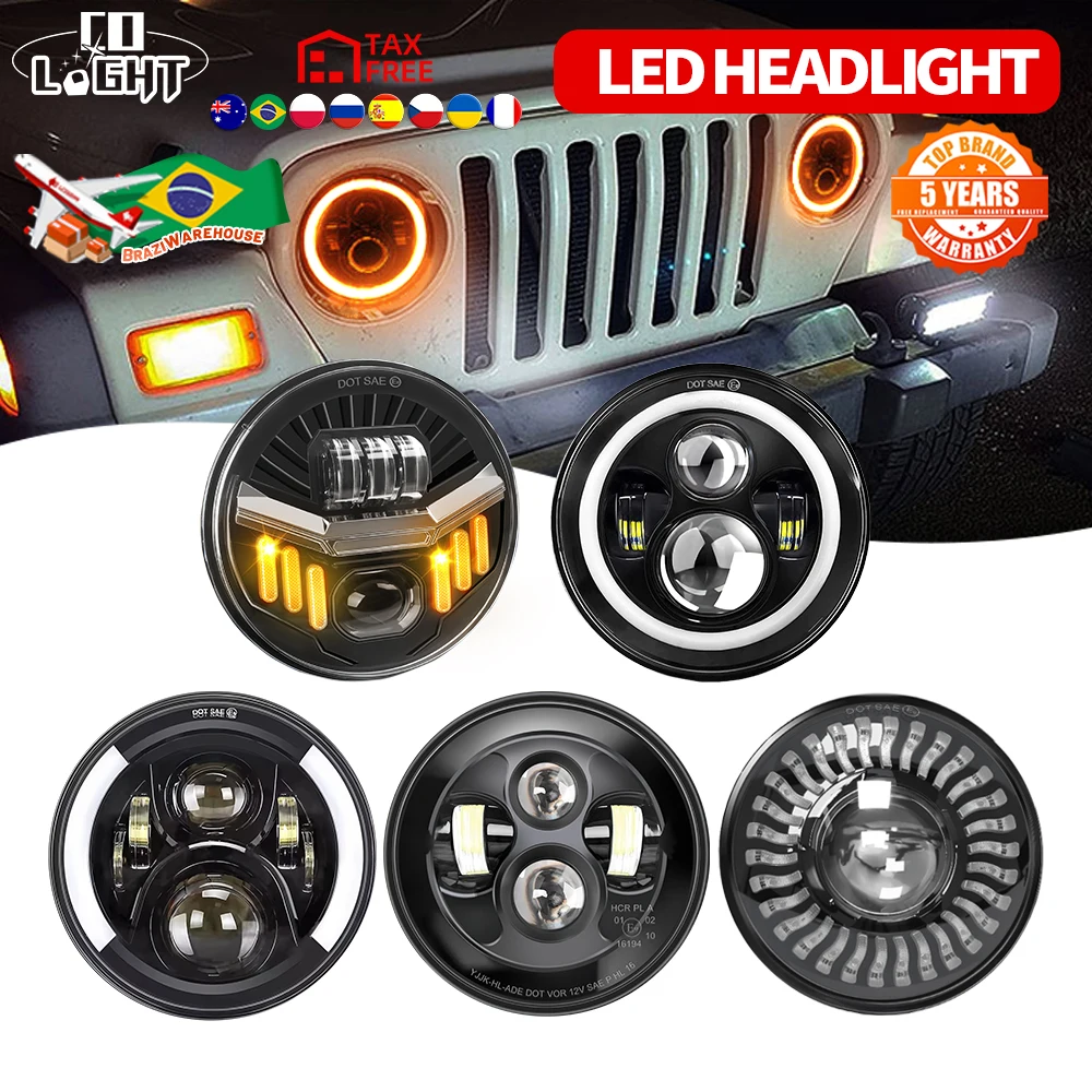 CO LIGHT Faro Del Motociclo 7 pollici LED Per Harley Touring Ultra Classic Electra Street Glide Road King Yamaha Moto 12V