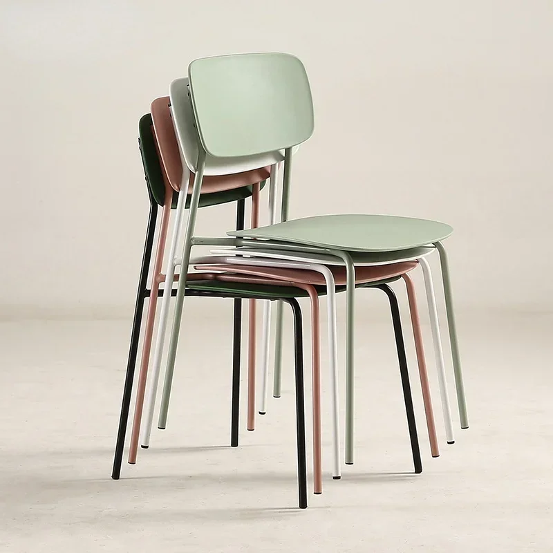 Family Dining Chairs - Simple Nordic Style, Light Luxury Leather, Creative Iron Backrest, Ideal for Restaurant & Home Seating