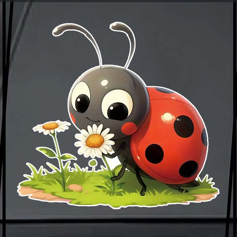 

Ladybugs and Flowers Car Sticker Vinyl Decal Waterproof Rear Window Motorcycle Camper Bumper Truck Laptop Decoration SH1526