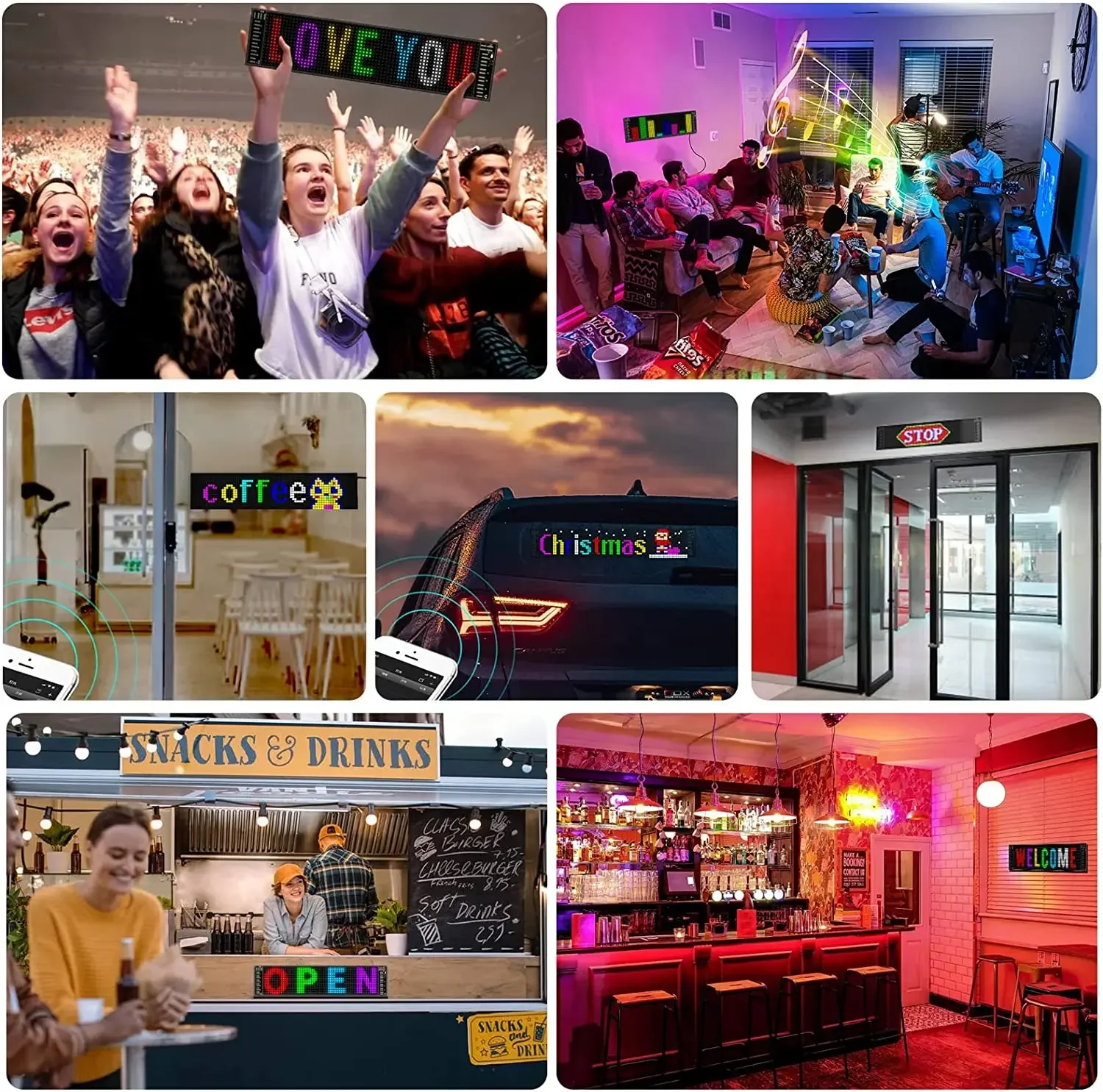 Intelligentes LED-Pixel-Display, flexibel, DIY-Text, Animation, Devils Eye, Auto, LED-Matrix, Pixel-Panel, USB, 5 V, Auto-Shop-Display, Unnu Barra LED