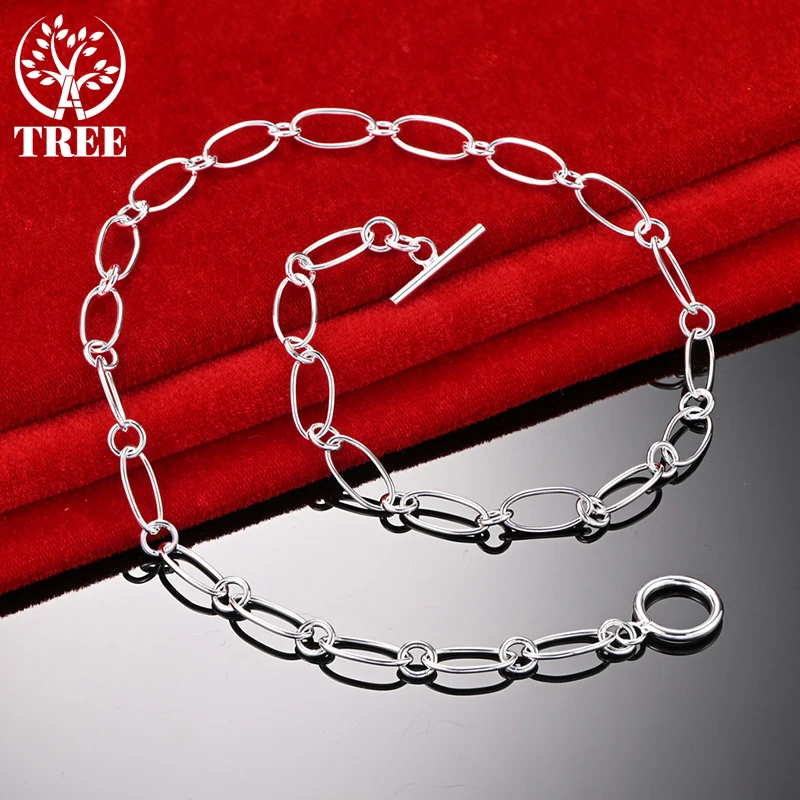 

ALITREE 925 Sterling Silver Oval Link Chain Necklaces For Woman Party Wedding Fashion Charm Jewelry Lady Birthday Christmas Gift