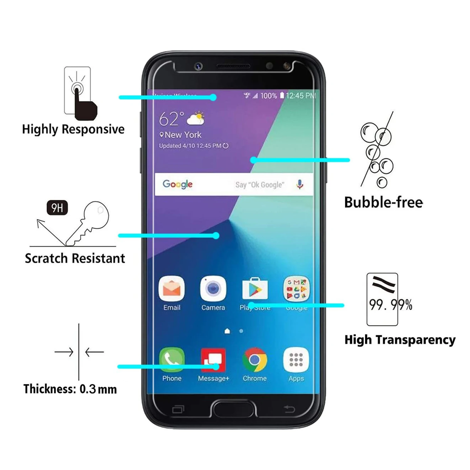 Vetro proteggi schermo 9H per Samsung Galaxy J3 2017 J3 2016 J3 Pro 2/4 pezzi pellicola in vetro temperato HD