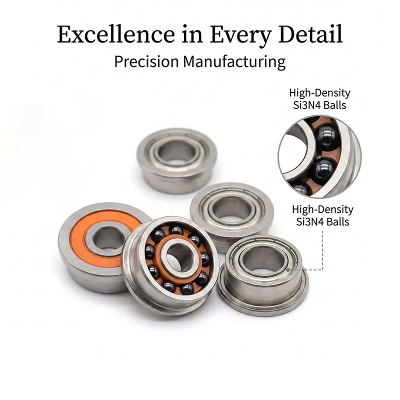 5pcs Ceramic Bearing 2.38x4.762x2.38 SFR133 ZZ  inch Stainless Steel Flanged Hybrid Ceramic Bearings 3/32'' x 3/16'' x 3/32''