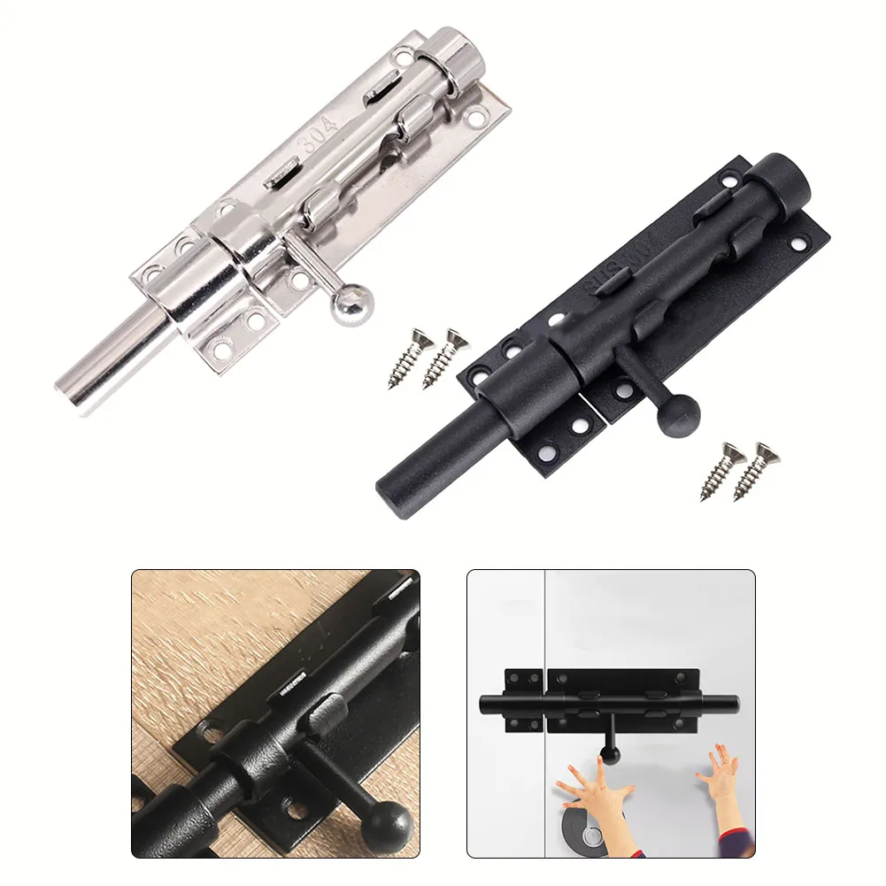 304 Stainless Steel Latch Length 160mm For Secure Doors Left And Right-handed Door Black Solid Buckle Home Hardware Parts