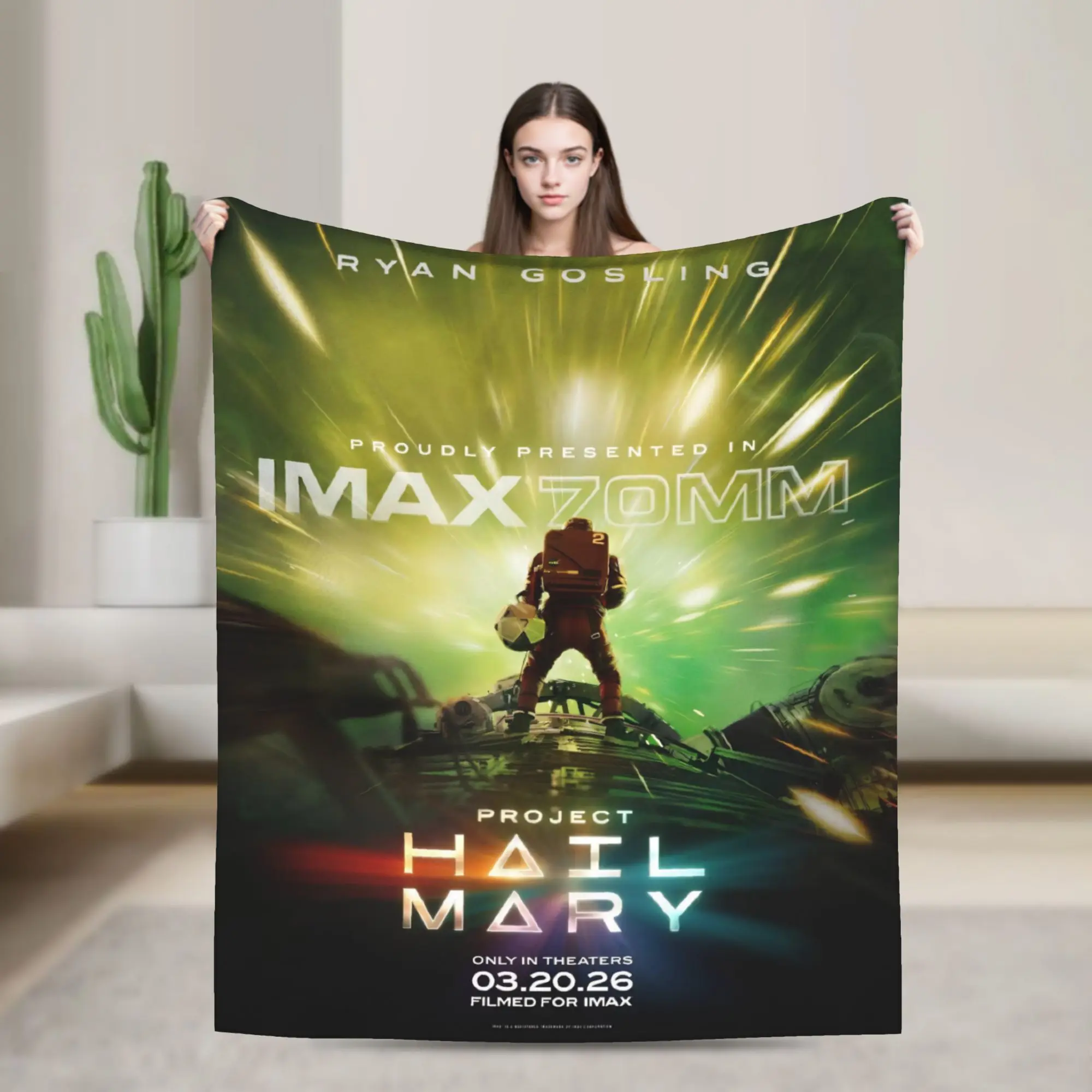 Project Hail Mary 2026 Coral Fleece Plush Throw Blankets Ryan Gosling Blankets for Home Couch Soft Bed Rug