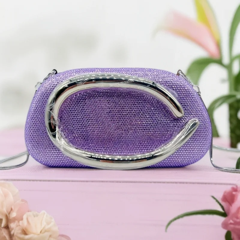 

High Quality Gorgeous New Design Hot Pressed Hand Hot Diamond Bag Shape Wedding Dinner Ladies Hot Diamond Evening Bag