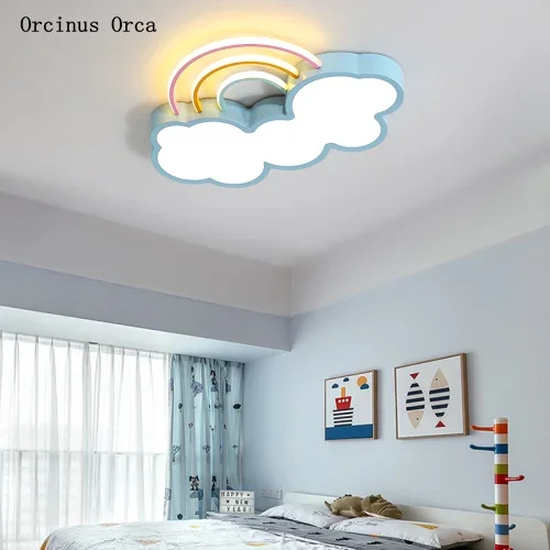 

Cartoon creative white cloud ceiling lamp Boy Girl Bedroom children's room light modern LED rainbow ceiling lamp