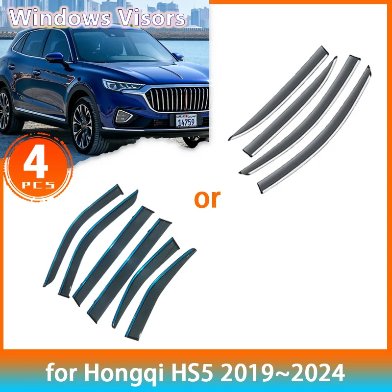 for Hongqi HS5 2019~2024 2023 2022 2021 2020 Accessories Deflectors Car Side Windows Visors Rain Eyebrow Sun Visor Awning Trim