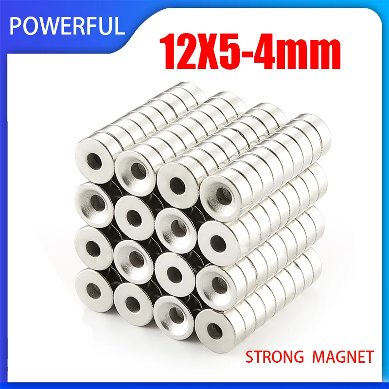 

5~100PCS 12x5-4mm Permanent NdFeB Strong Magnets 12x5mm Hole 4mm Round Countersunk Neodymium Magnetic Magnet