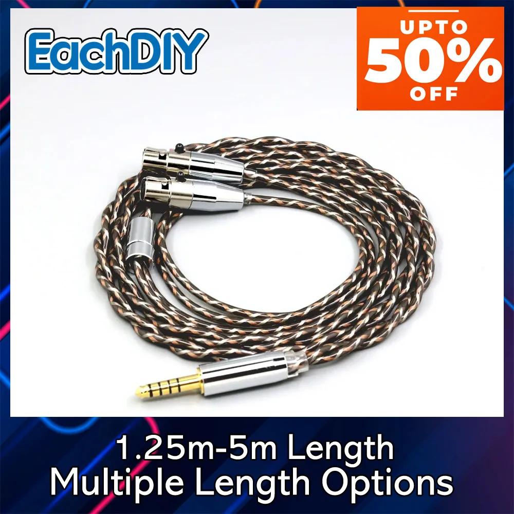 كابل سماعة أذن 7n OCC لـ Abyss AB 1266 Phi TC Dual Mini xlr 3 pin head(amame) TypeX 25AWG Litz 8882