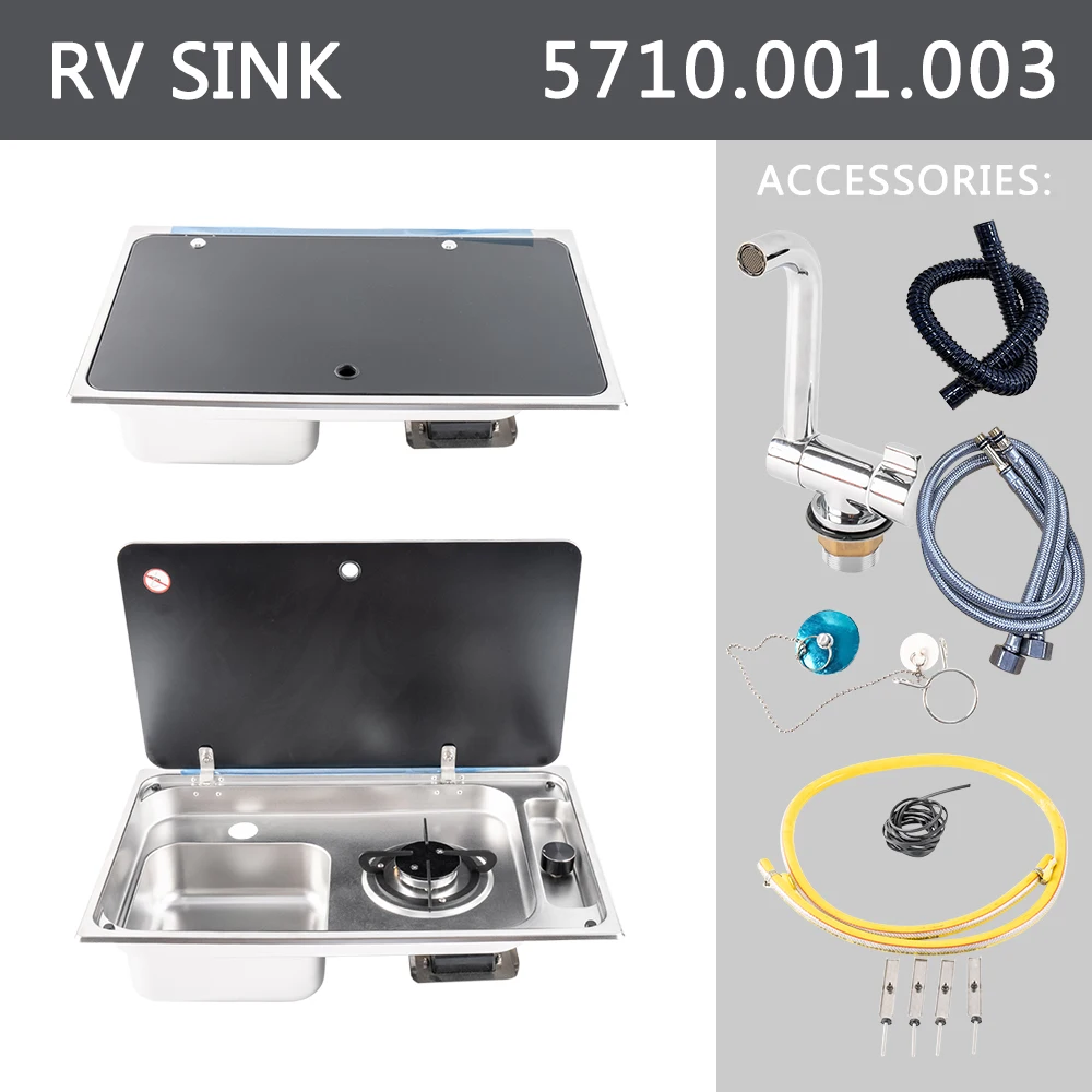 

Custom Compact Caravan Boat Yacht Van Camper RV Gas Stove and Sink with Cover