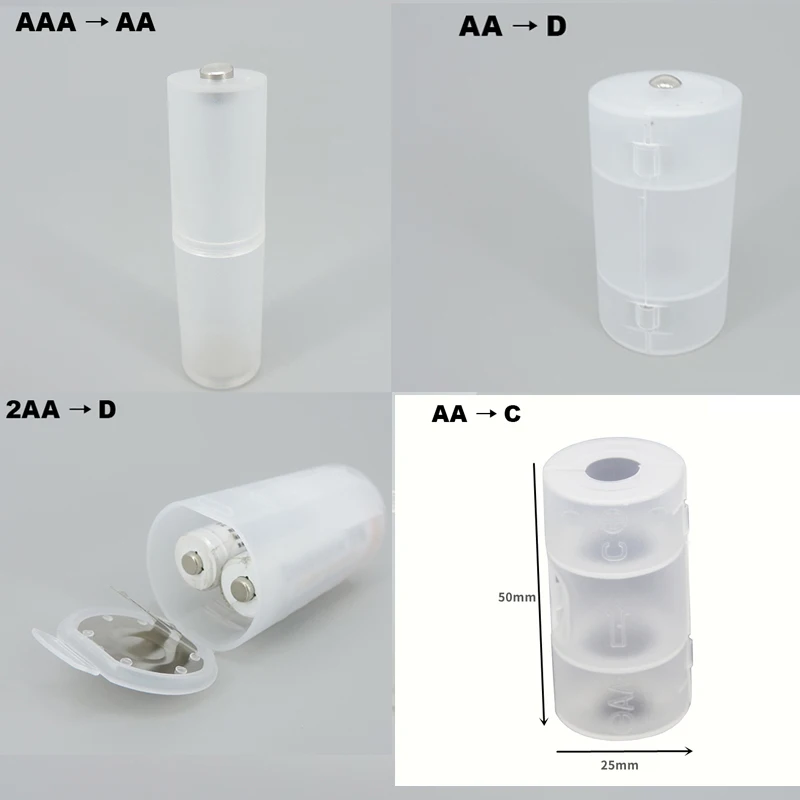 AAA/AAA do C/D C D D AA zestaw baterii bateria ogniwowa plastikowy pojemnik do przevhowywania pudełko Adapter AAA AA obudowy konwertera etui na