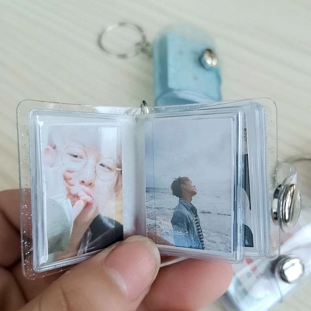 1 Inch Jelly Color Transparent Photography High Quality Photos Holder Keychain Card Stock 16 Pockets Office School Supplies