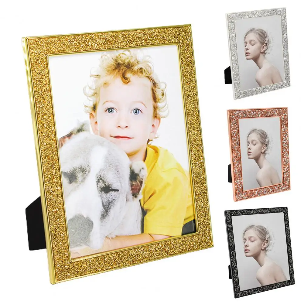 Modern Photo Frame Sophisticated Black Velvet Frame Luxury Edge Photo Frame Shiny Electroplated Stainless Steel Anti-skid Stand