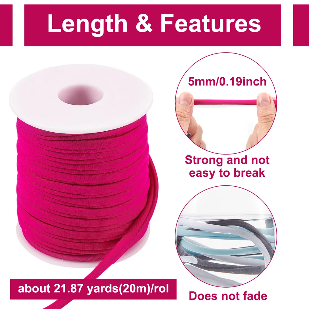 20M/Roll 5x3mm Elastic Soft Nylon Cord Fashion Flat Nylon Thread For Bracelets Necklaces DIY Beading Braided Jewelry Making