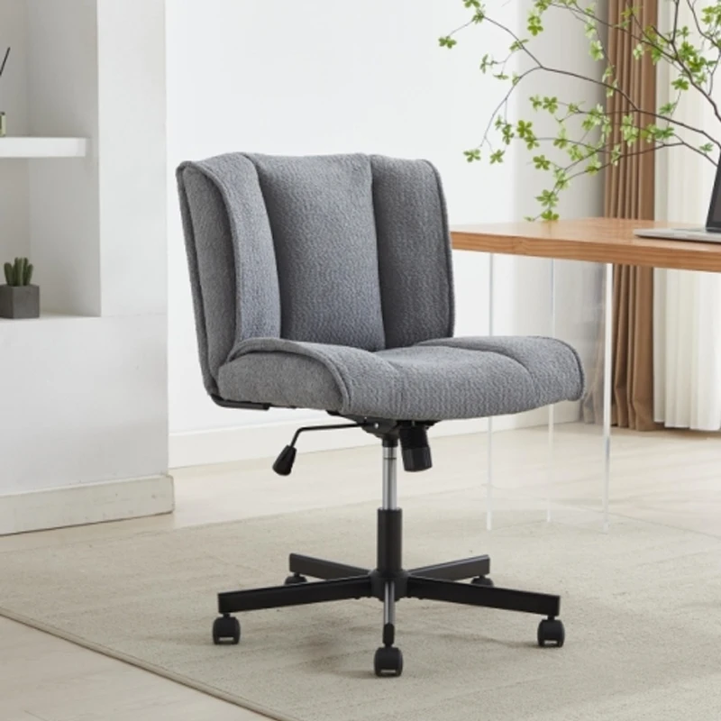 

Armless Desk Chairs with Wheels Office Chair Vanity Chair with Technical Cloth Adjustable Swivel Computer Task Chairs Gray