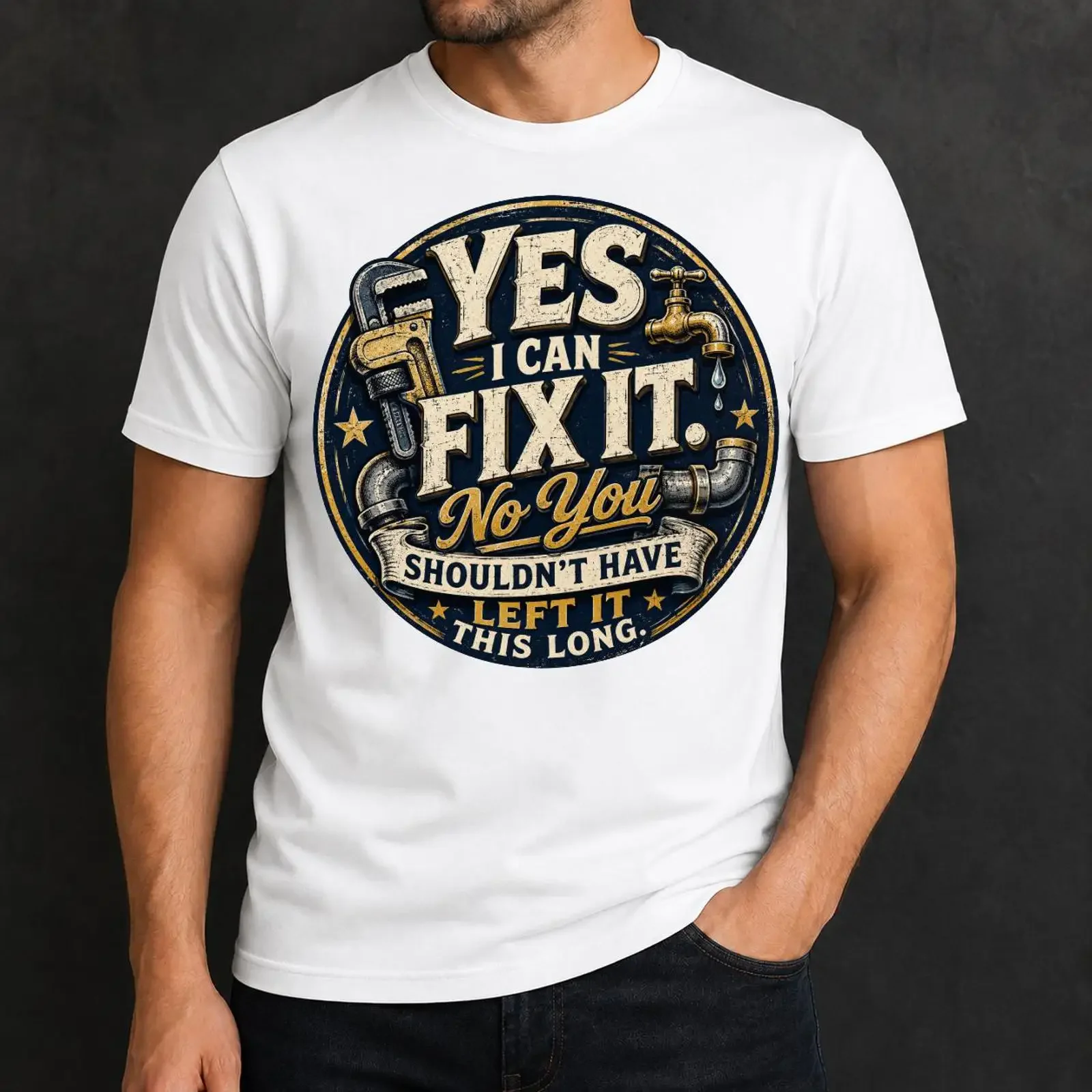 Funny Plumber T Shirt Sarcastic Plumbing Vintage Fix It  vintage Washed Breathable Soft graphic Comfortable Versatile Stretched
