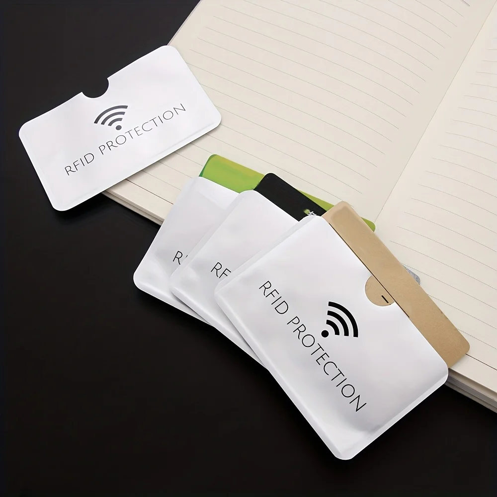 10/20Pcs Ultra-Thin RFID Anti-Theft Aluminum Credit Card Sleeves - Lock Design, Simple White Men's Style