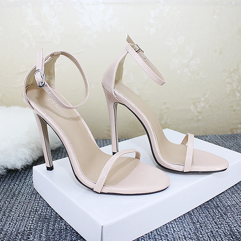 Sexy Women Pumps Gold Silver Women High Heels Peep Toe Sandals With Buckle Wedding Shoes Stiletto Female Plus Size 11cm