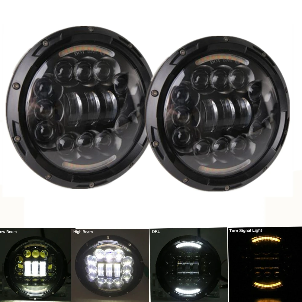 7inch Round LED Headlight Angle Eyes Headlamp for Lada Niva 4x4 suzuki Samurai Hummer H1H2 Projection Headlight for VAZ 2101