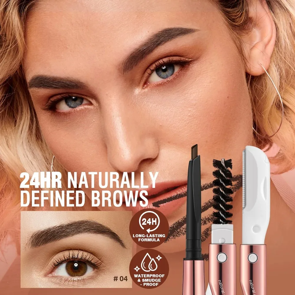 O.TWO.O 3 In 1 ดินสอเขียนคิ้วคิ้วยาวนานที่แม่นยํา Brow Definer ธรรมชาติสีกันน้ํา Eye Brow ปากกา