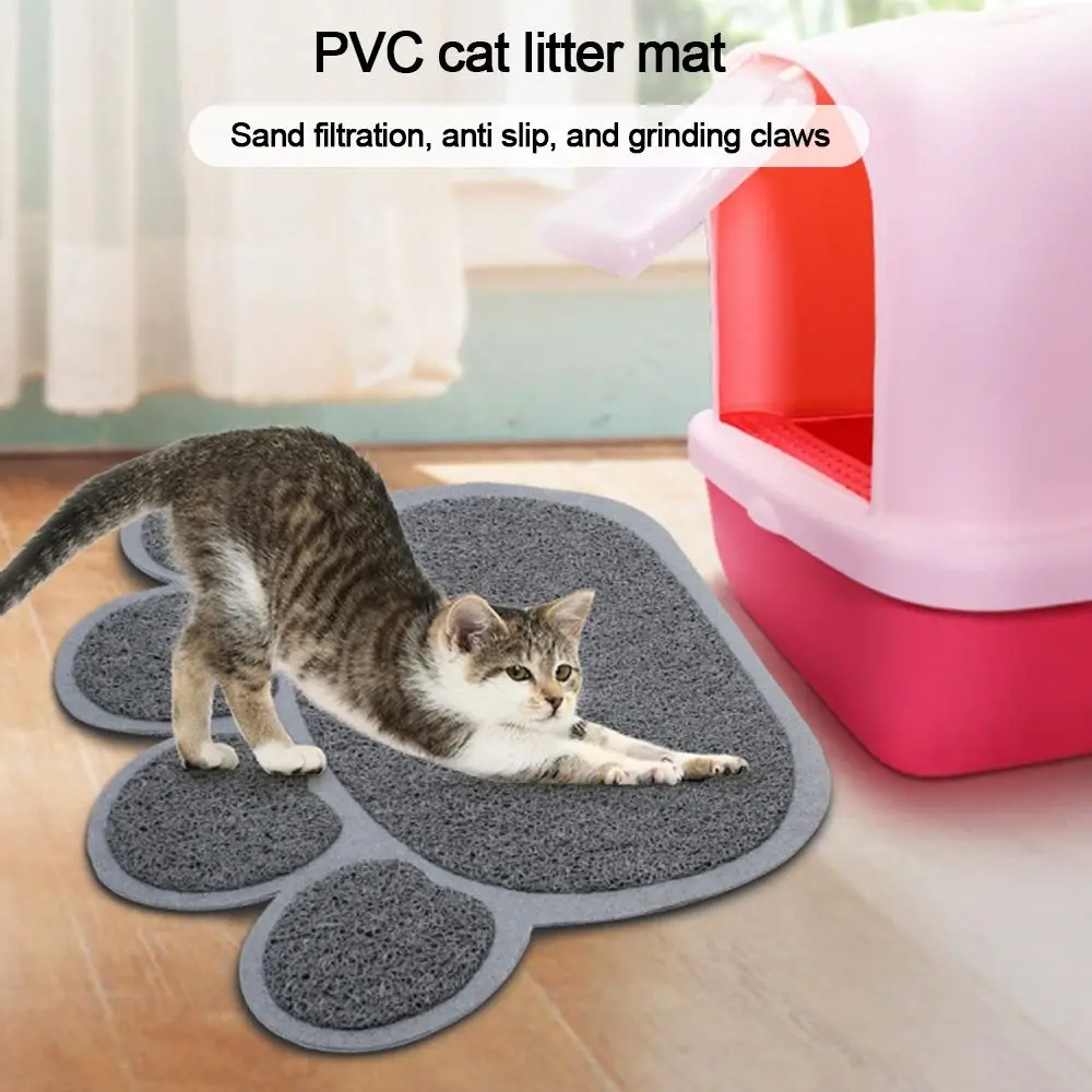 Non-slip Pet Feeding Mat Durable Paw Shape Colorful Cat Litter Box Mat Cat Dishes Placemat