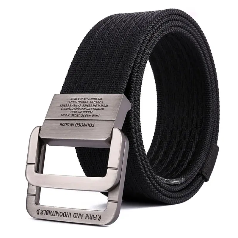 Belt, men's woven belt, double loop buckle, durable sports and casual jeans, men's versatile belt