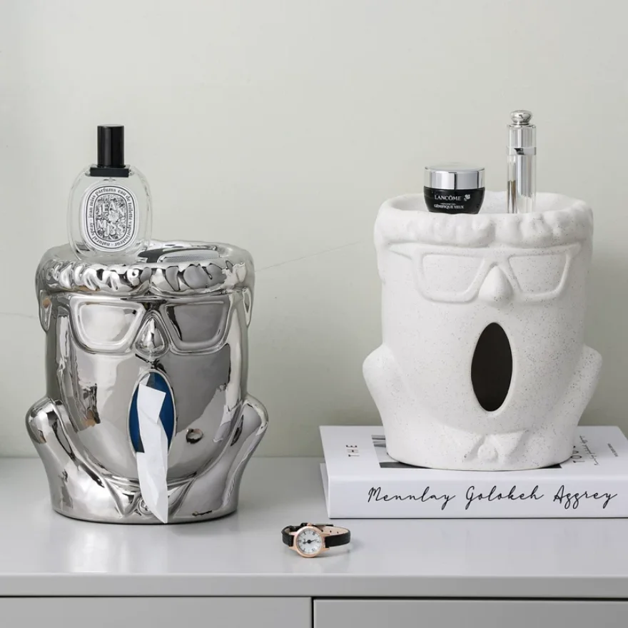

Sculpture Tissue Box Living Room Tabletop Ceramic Toilet Holder Modern Home Decoration Crafts