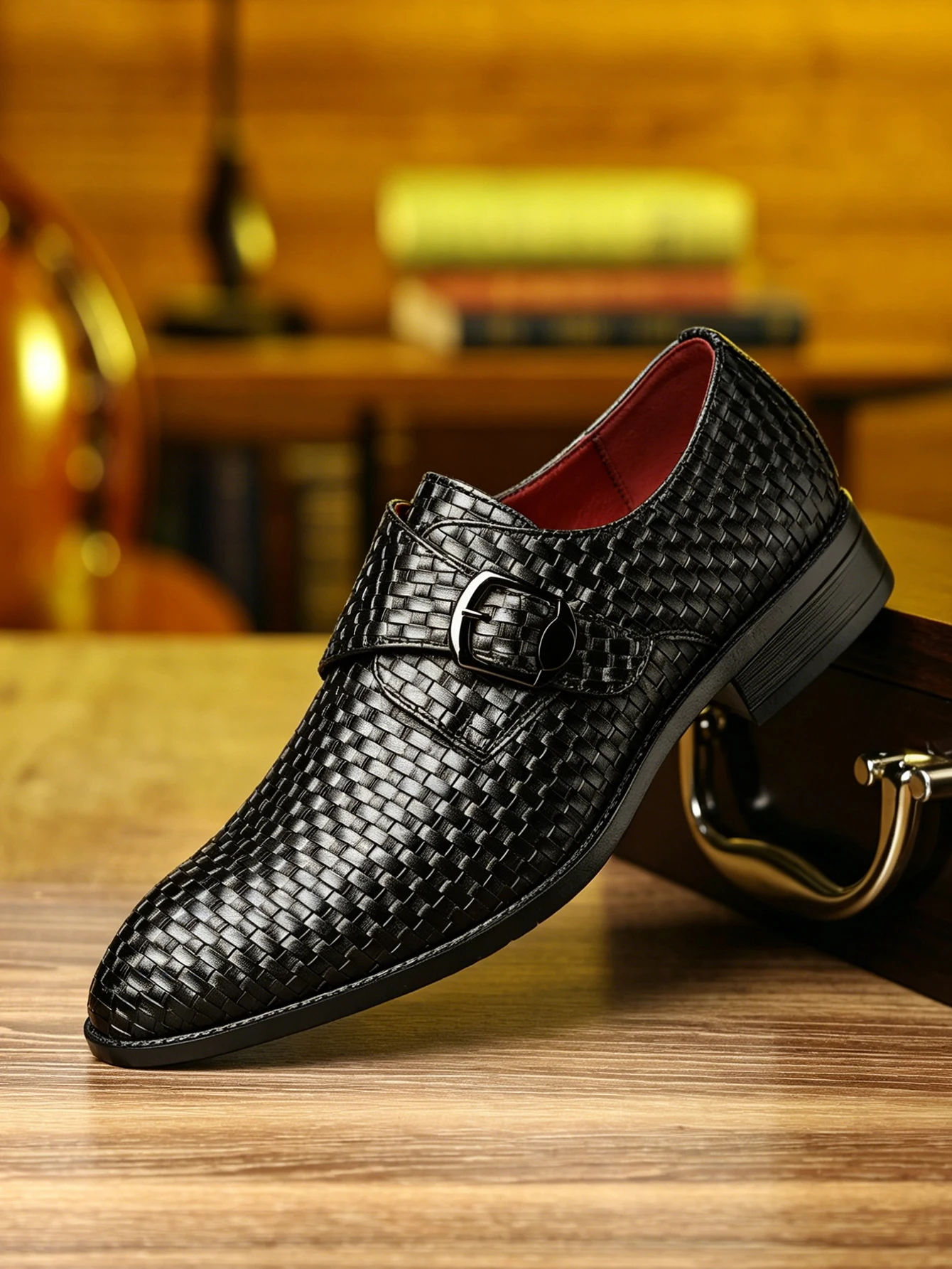 

Classic Men's Knit Leather Shoes, Luxury Oxford Derby Dress Shoes, Business Formal Casual Shoes for Party