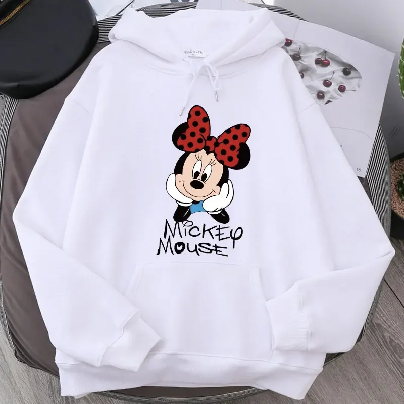 Disney Funny Cartoon Print Hoodie Women Hip Hop Mickey Minnie Mouse Print Autumn and Winter Fashion Harajuku Hoodie Clothing Top