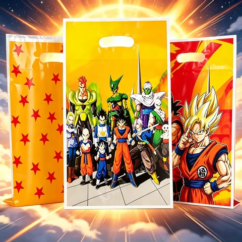 10PCS Dragon Ball Gift Bags Birthday Party Decoration Goku Goody Biscuit Package Candy Bag Gifts Favors Party Supplies