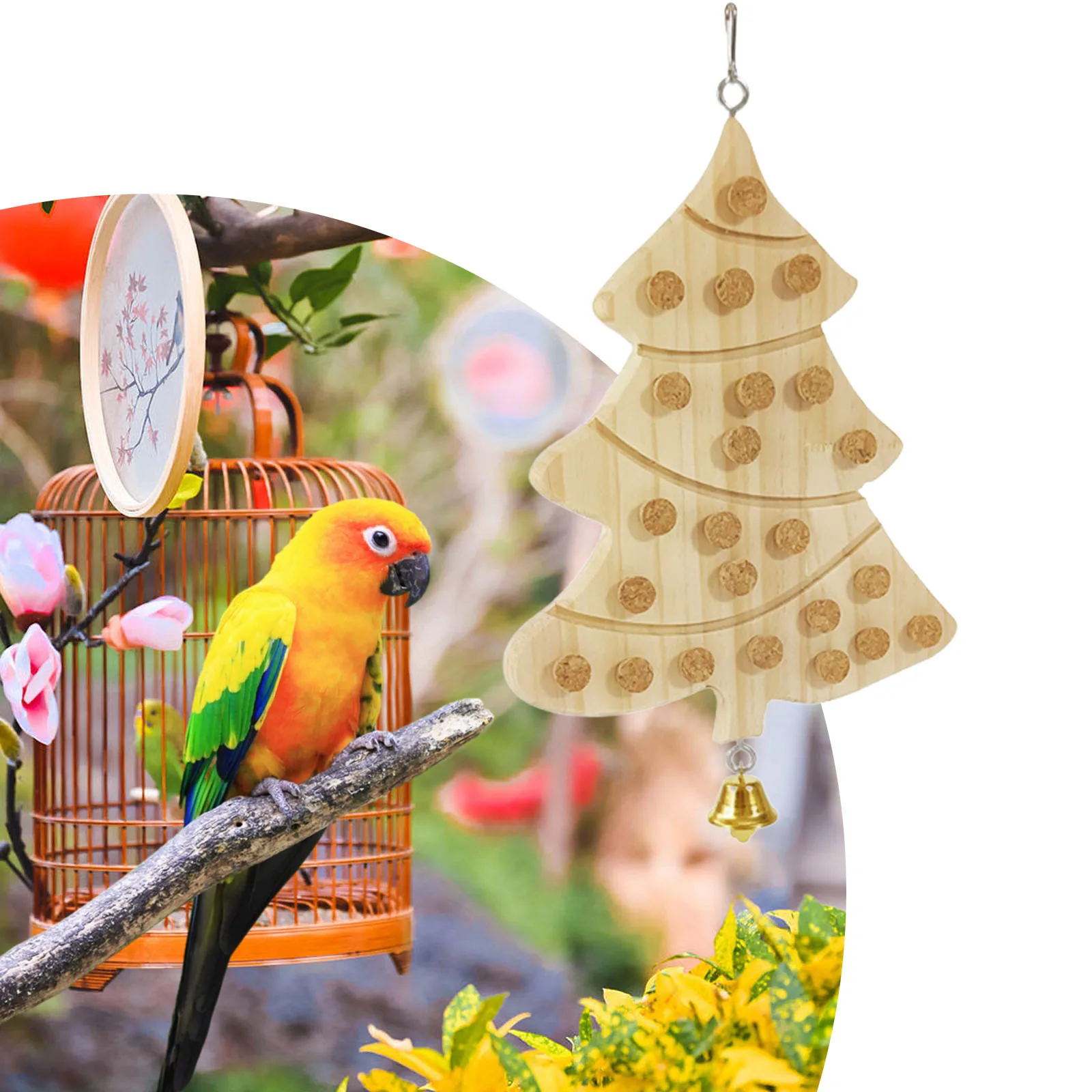 Parrot Chewing Stopper Toy Cork Treasure Game Bird Foraging Toys Wooden Block Toy for Parrotlets Small Large Birds Finches