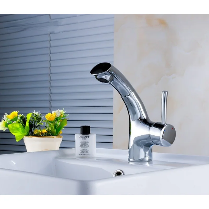 Under-counter basin pull-out faucet, shampoo and face  telescopic multi-functional hot  cold water faucet