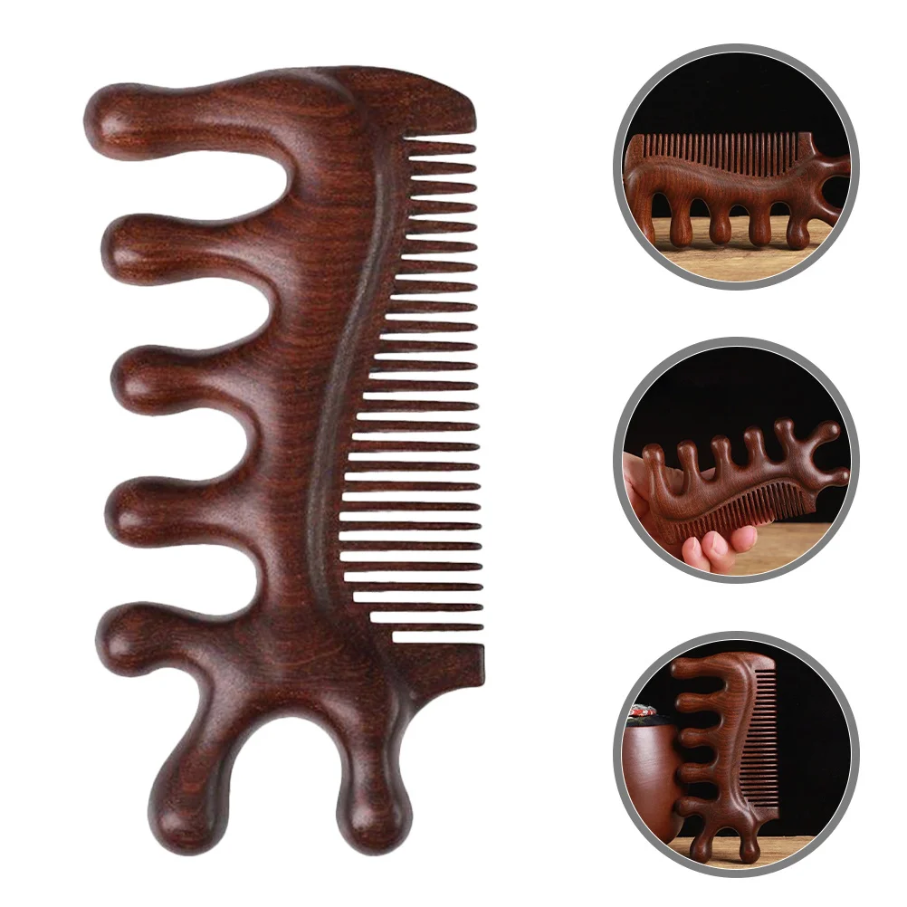 

Wooden Wide Tooth Comb Scalp Massager Natural Wood Detangler Anti-Static Portable Travel Home Use Scalp Comb Combs for Women